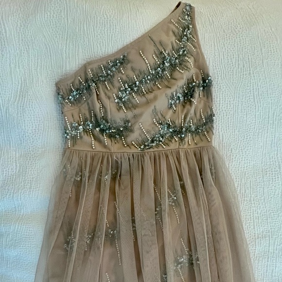 Aidan by Aidan Mattox Hand-Beaded Mesh Gown - Picture 2 of 6